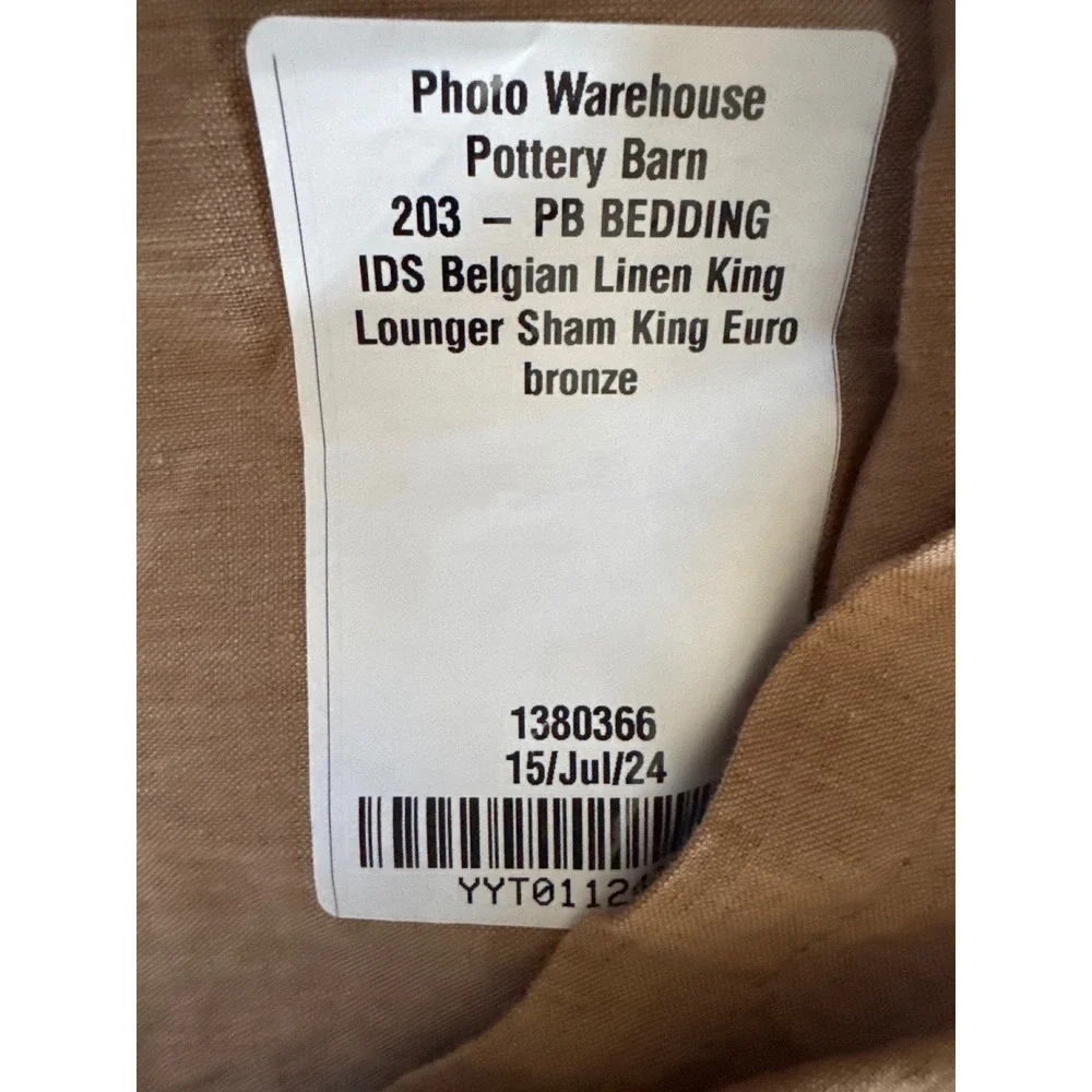 Pottery Barn Belgian Linen King Lounger Sham Set Bronze 26x36 1380366